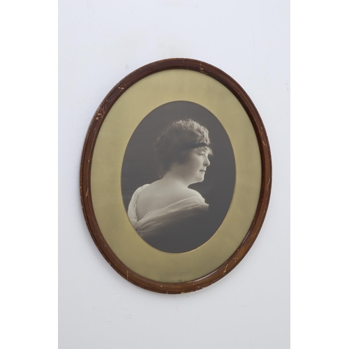 380 - Two Oval Framed Female Portraits. Includes Edwardian Photograph and Watercolour Print. Largest Appro... 