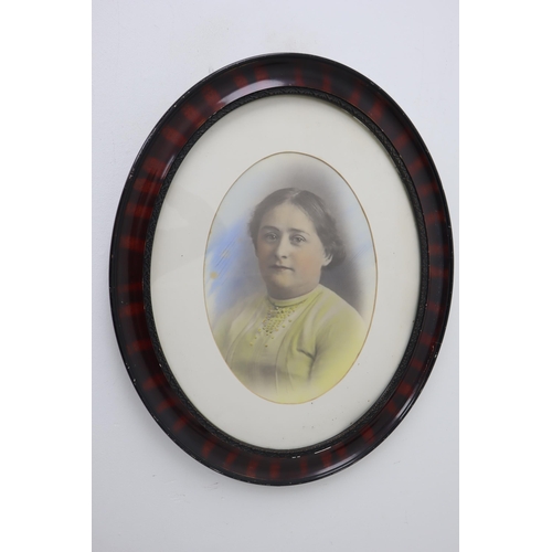 380 - Two Oval Framed Female Portraits. Includes Edwardian Photograph and Watercolour Print. Largest Appro... 