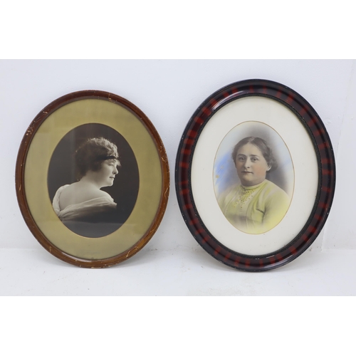 380 - Two Oval Framed Female Portraits. Includes Edwardian Photograph and Watercolour Print. Largest Appro... 