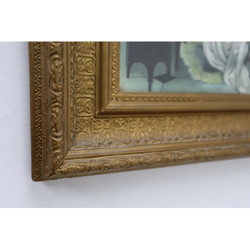 382 - Overlapped Screen Printing Art Piece Of Piano Players In Baroque Style Picture Frame