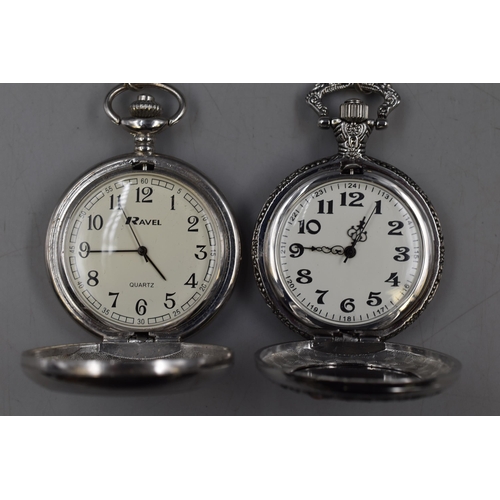 119 - Two Pocket Watches with Chains one ticking away nicely the other needs a new battery