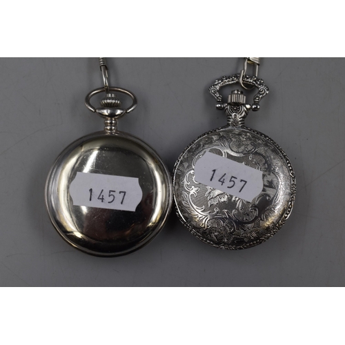 119 - Two Pocket Watches with Chains one ticking away nicely the other needs a new battery