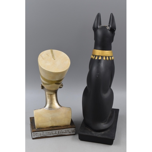 387 - Bust of Queen Nefertiti and the Egyptian Cat Goddess Bastet