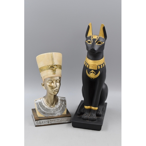 387 - Bust of Queen Nefertiti and the Egyptian Cat Goddess Bastet