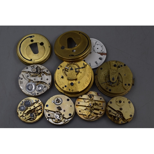 127 - A Selection of Seven Pocket Watch Movements For Spares and Repairs.