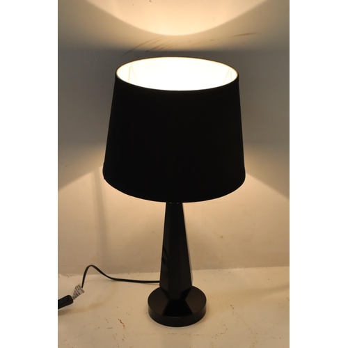 393 - Heavy Black Designer Lamp with Matching Shade (Working) 53cm