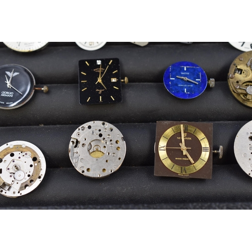 138 - Mixed Tray of Watch Mechanisms some with Faces and Fingers to include Swiss, German and other