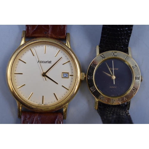 153 - His and Hers Accurist Watches Complete with Leather Straps