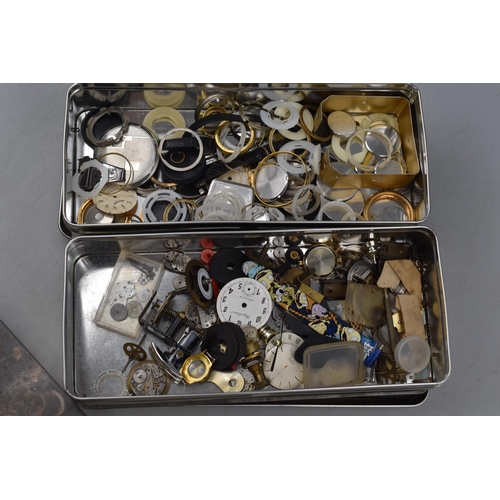 158 - Mixed Lot of Clock Makers Parts to include Winders, Screws, Workings, Cogs, Faces and much more