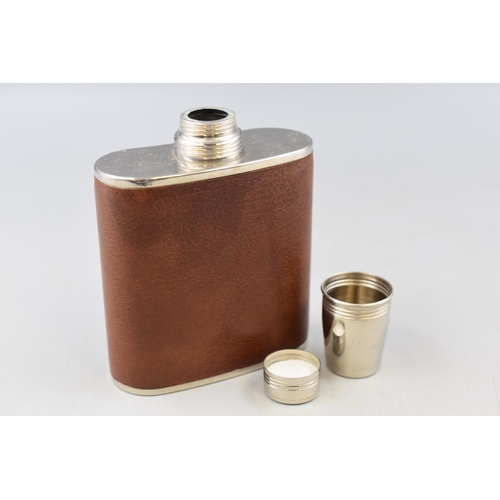 222 - Tin-Lined Leather Wrapped Hip Flask