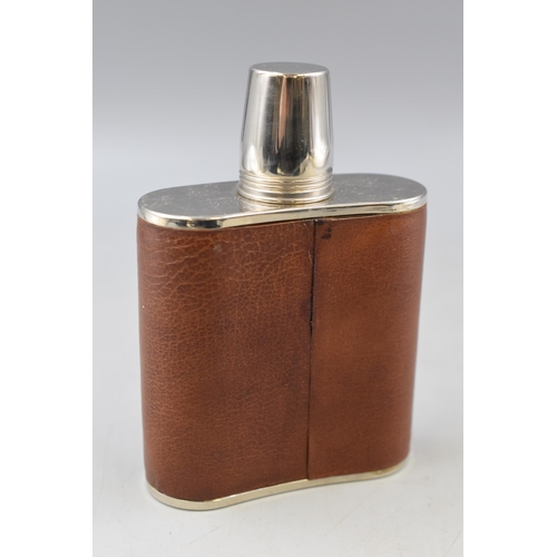 222 - Tin-Lined Leather Wrapped Hip Flask