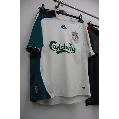 435 - Three Retro Football Shirts. Includes Liverpool 06/07 Third Kit, Bayern Munich Training Shirt (Large... 