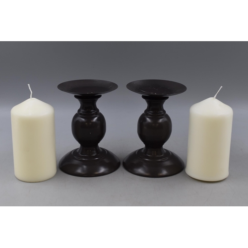 240 - Two Cadleholder's with Uncented Candles (27cm)