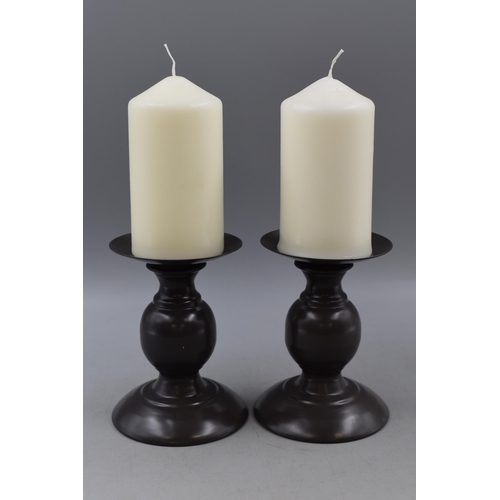 240 - Two Cadleholder's with Uncented Candles (27cm)