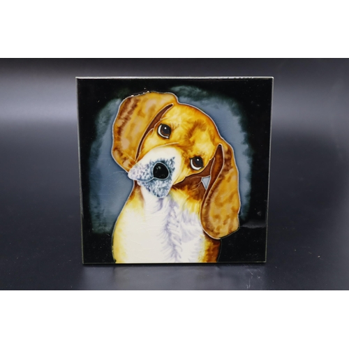 441 - Boxed Michael Menashy Hand Crafted Art on Tile of a Puppy Dog 8