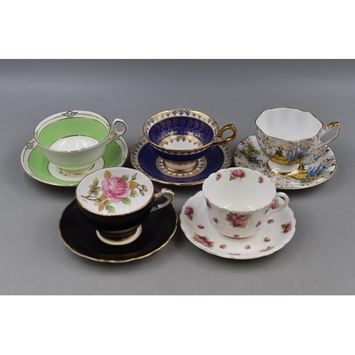 244 - Five Fine Bone China Cup and Saucer Sets including Floral, Royal Stafford, Old Royal and More