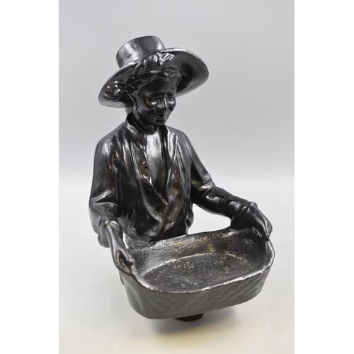 254 - A Black Cast Metal Fruit Bowl, Depicting Plantation Worker. Approx 15