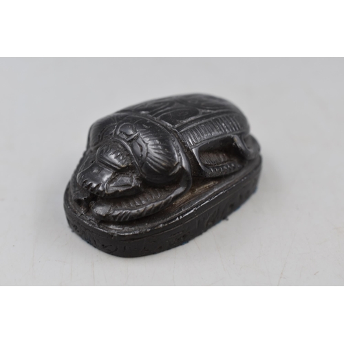 261 - Traditional Tribal Teak Head and a Scarab Paperweight