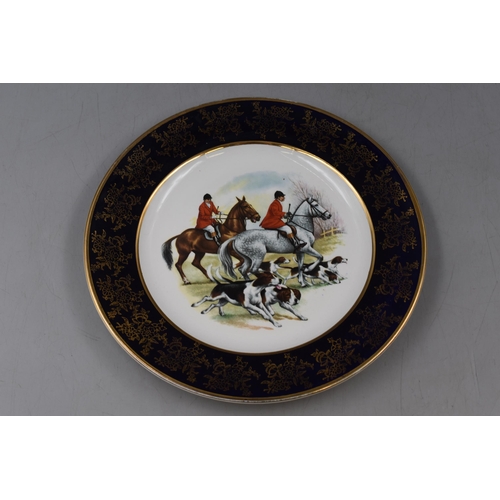 265 - Weatherby Fox Hunt Plate With Gold Floral Trimmed Plate