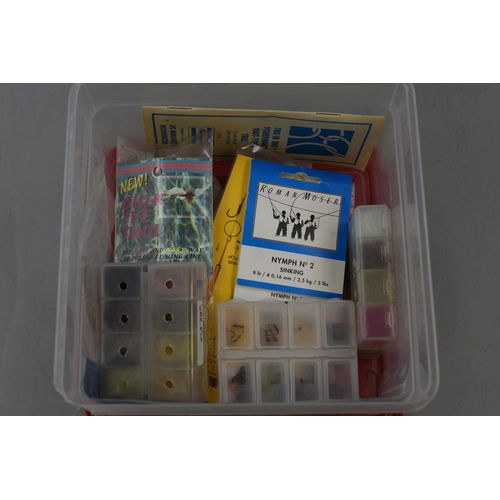 467 - Three Boxes of Fishing Accessories including Chenille, quick tye tool, Poly Yarn and More