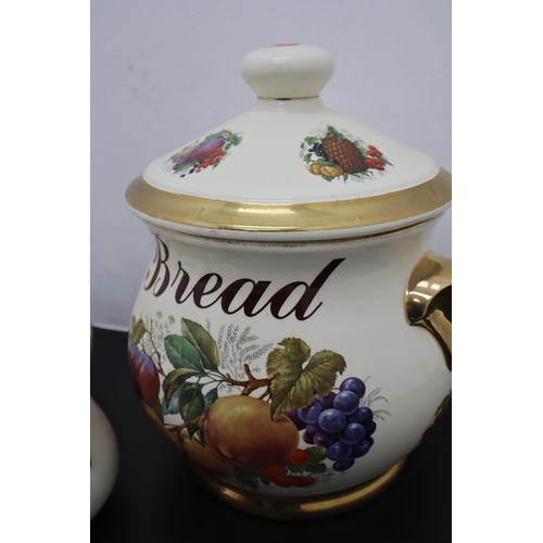 283 - A Selection of Fruit Themed Ceramic Kitchen Ware, Includes Bread Bin, Biscuit Jar and More