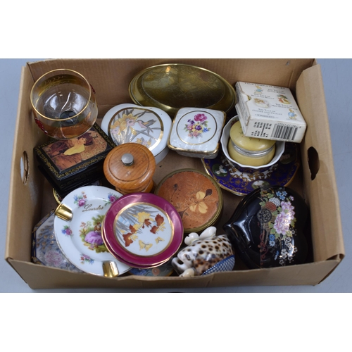 497 - Mixed Lot of Vintage Items to include Trinket Boxes, Marutomware Pot, Shell Pin Cushion, Brass Pin D... 