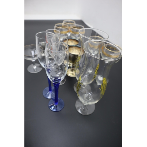 501 - A Selection of Drinking Glasses and Silver Plated Goblets. Includes Mumm, New Orleans Glasses and Mo... 