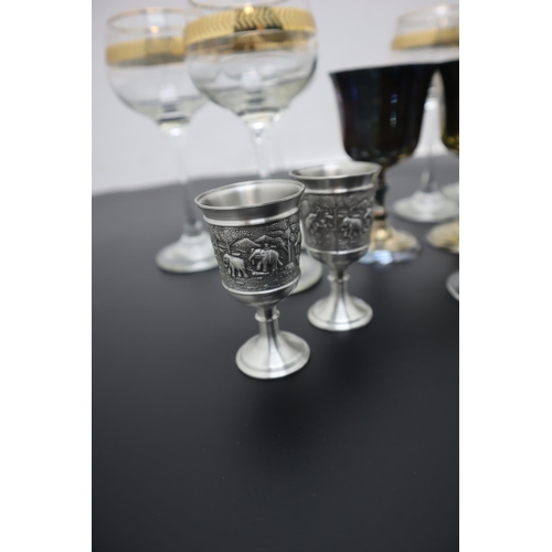 501 - A Selection of Drinking Glasses and Silver Plated Goblets. Includes Mumm, New Orleans Glasses and Mo... 