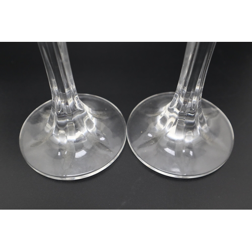 285 - Pair of Floral Glass Candleholders with frosted Finish (22cm)