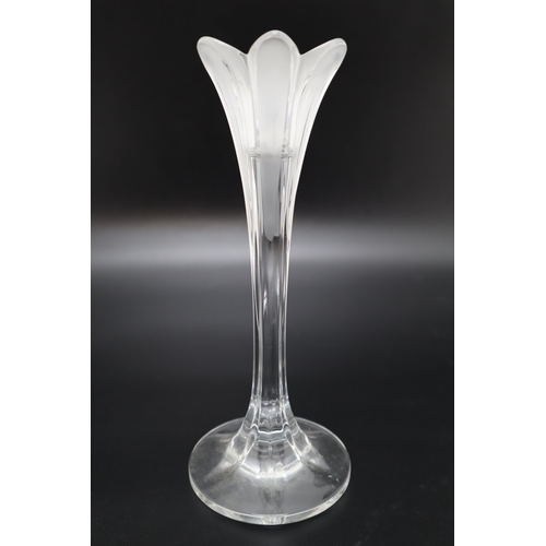 285 - Pair of Floral Glass Candleholders with frosted Finish (22cm)