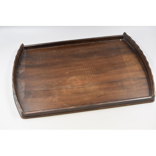 517 - A Wooden Tray, With A Foldable Stool and Feather Duster.