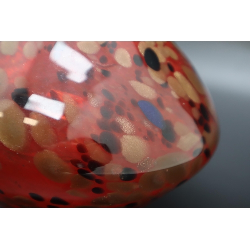 293 - Czech Splatter Art Glass Bowl in Orange, Brown and Gold (20cm)