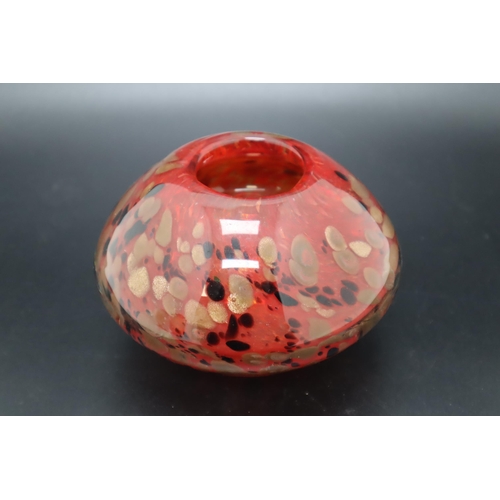 293 - Czech Splatter Art Glass Bowl in Orange, Brown and Gold (20cm)