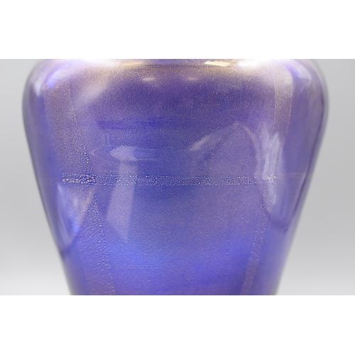 300 - Silvan Signoretto Murano Glass VA50 Custom Made Gold and Blue Crystal Vase Signed to Base (30cm) Com... 