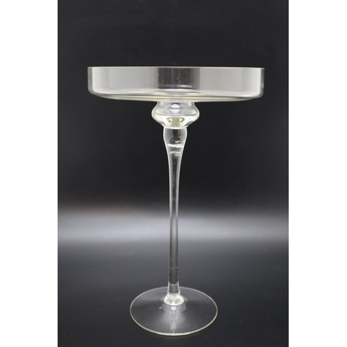 302 - Danish Style long Stemmed Clear Glass Candle Holder (34cm)