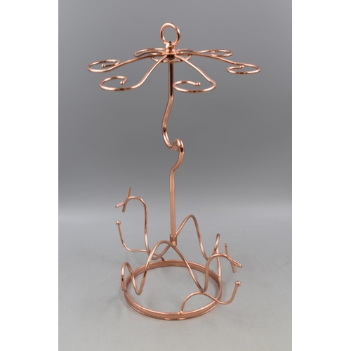 565 - Tall Coppered Wine Glass Stand and a Matching Goloured Wall Hanging Plant Stand