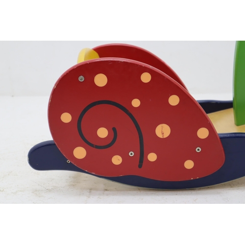 568 - Child's Hand Painted Wooden Rocking Snail (62cm)