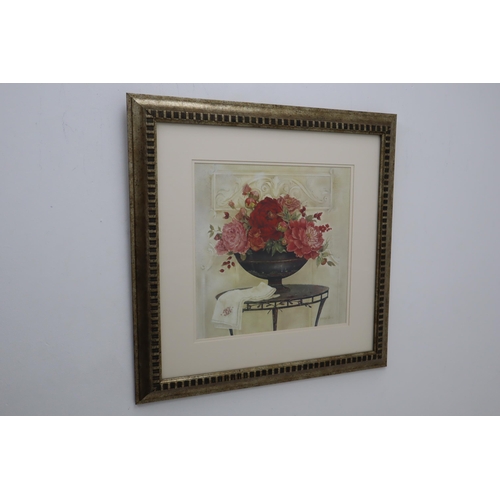 617 - Kathryn White Framed and Glazed Print entitled Linen and Peonies (66cm x 66cm)