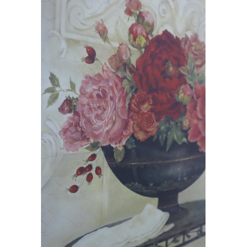 617 - Kathryn White Framed and Glazed Print entitled Linen and Peonies (66cm x 66cm)