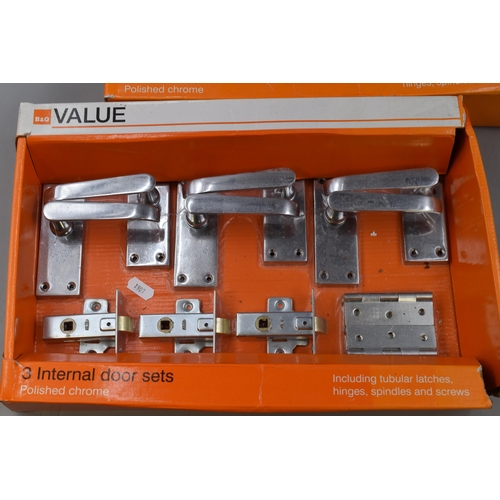 657 - Two Boxed B&Q Sets of Three Internal Chrome Door Handles.