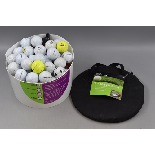 662 - A Selection of Items To Include Assorted Golf Balls, Driver Head, Golf Chipping Net and Cricket Ball... 