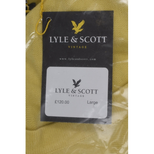 676 - A Selection of Three Lyle & Scott Cardigans With Tags. Includes Two In Yellow (Large and XL), And on... 