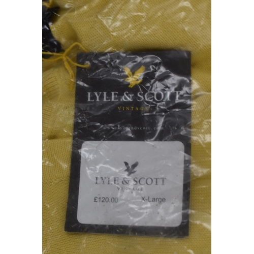 676 - A Selection of Three Lyle & Scott Cardigans With Tags. Includes Two In Yellow (Large and XL), And on... 