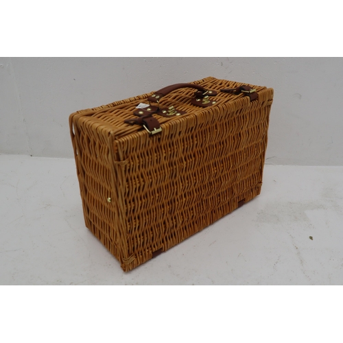 680 - New Rattan Picnic Basket complete with Plates, Mugs, Cutlery and Cool Bags