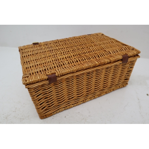 680 - New Rattan Picnic Basket complete with Plates, Mugs, Cutlery and Cool Bags