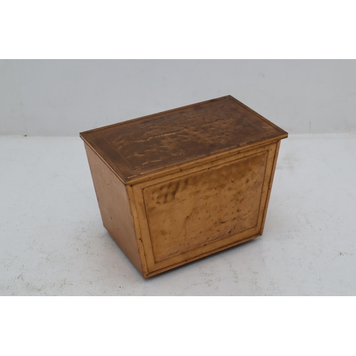 683 - A Hammered Copper Storage Box, Containing a Selection of Household Items. Approx 10.5