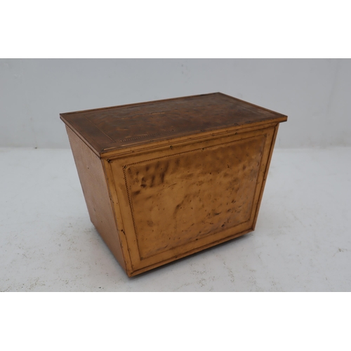 683 - A Hammered Copper Storage Box, Containing a Selection of Household Items. Approx 10.5