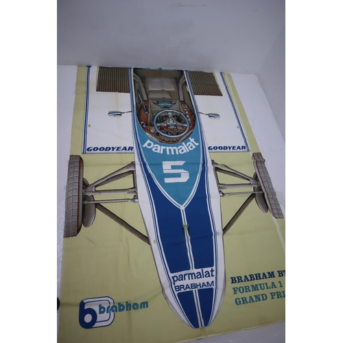 684 - LARGE Formula One Print on Material Depicting the 1981 John Barnard Designed Carbon Fibre Chassis Br... 