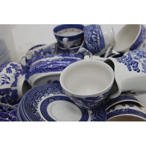 700 - Two Boxes of Assorted Blue and White Ceramics. Includes Churchill, Booths, Woods Ware and More.