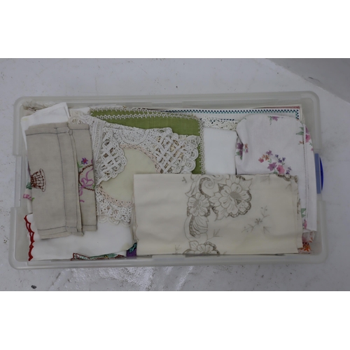 699 - Selection of Tableware including Dollies, Mats and Cloths Complete with Under Bed lidded Storage Box